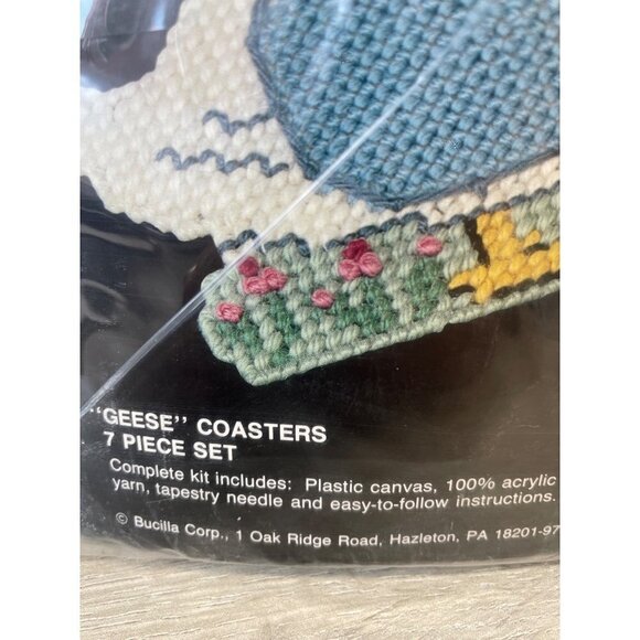 Bucilla Plastic Canvas Beverage Coasters Geese 7 Piece Set Kit 5949 - Picture 2 of 3